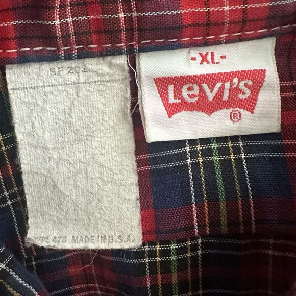 Vintage Levi’s USA Red Plaid Flannel Shirt XL Made in USA 70s 80s Grunge - Picture 6 of 6